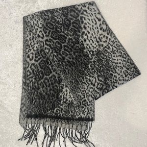 Gray and Black Leopard Print Cashmink Scarf